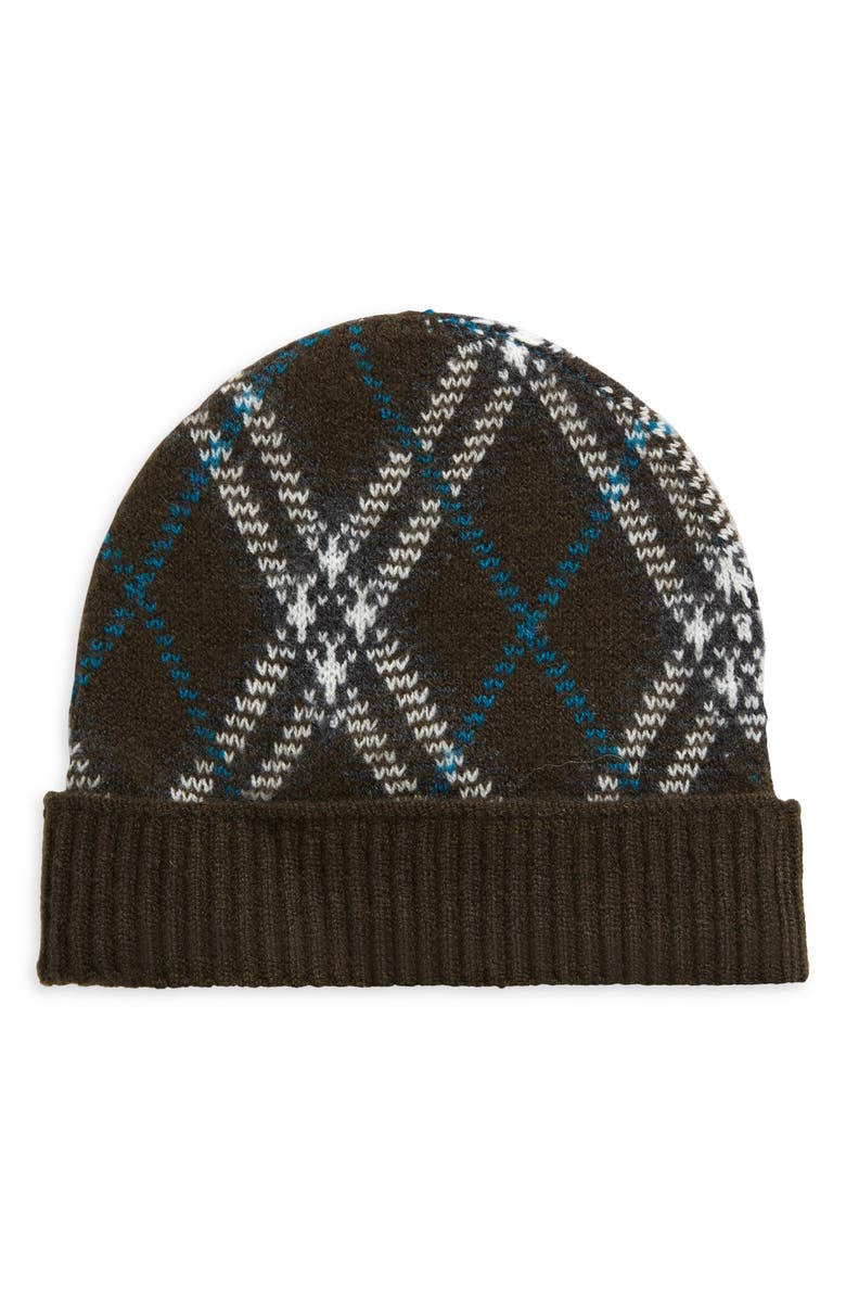 Burberry Check Cashmere Blend Beanie, Main, color, 