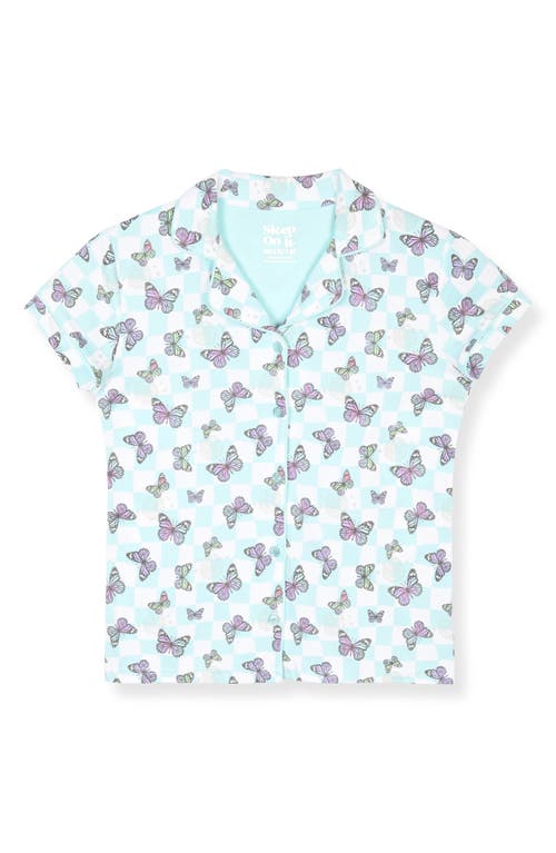 Cloud Nine Two-piece Short Pajamas & Scrunchie Set In Turquoise