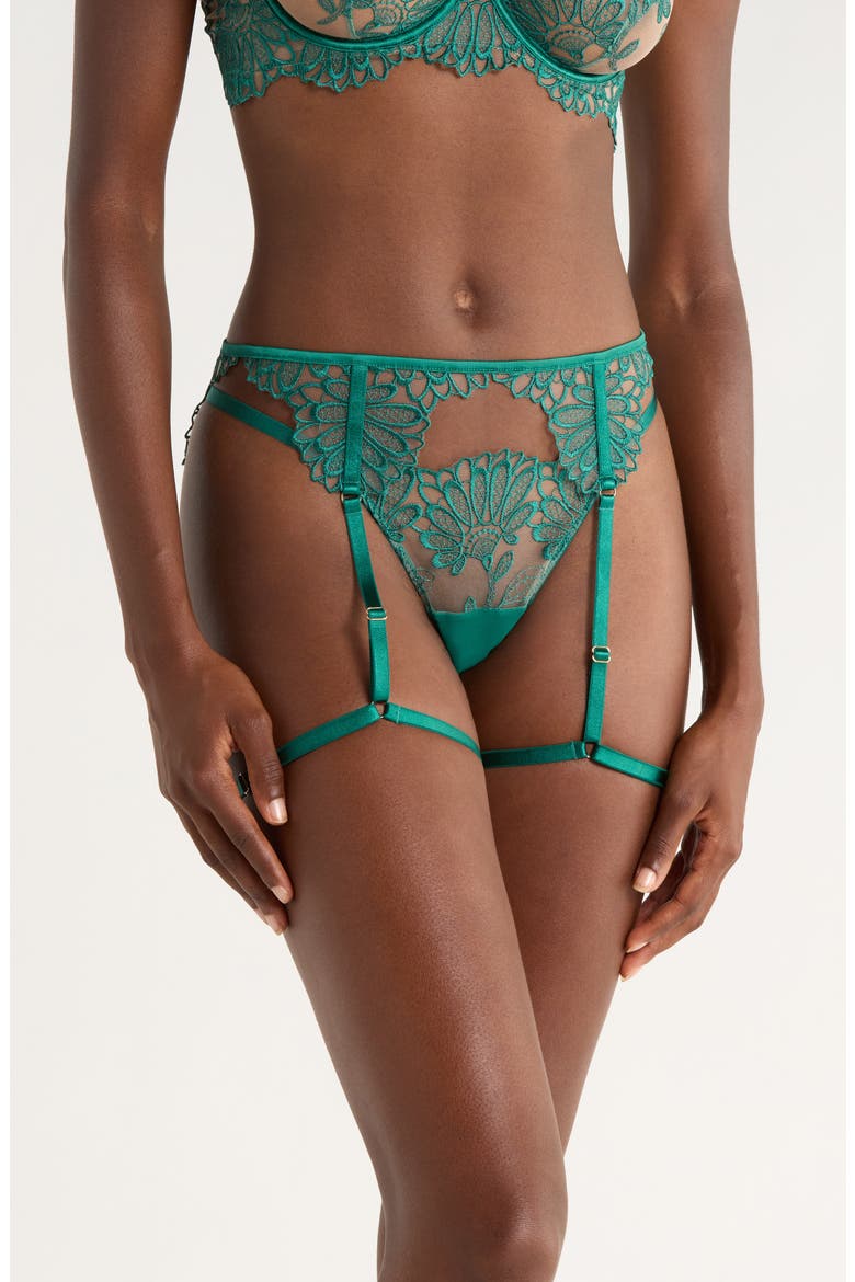 Amaris Garter Belt, Main, color, AVENTURINE GREEN/ SHEER