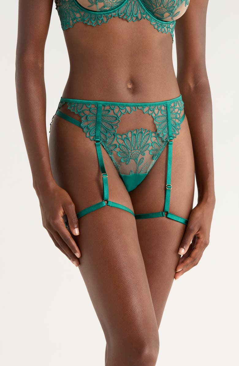 Bluebella Amaris Garter Belt, Main, color, Aventurine Green/ Sheer