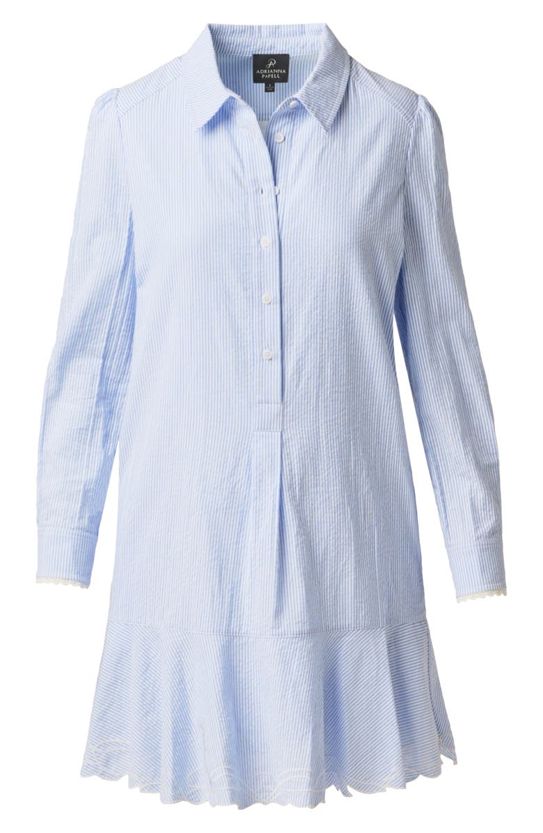 Adrianna Papell Hailey Stripe Button-Up Shift Shirtdress, Alternate, color, Blue/ White