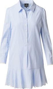 Adrianna Papell Hailey Stripe Button-Up Shift Shirtdress