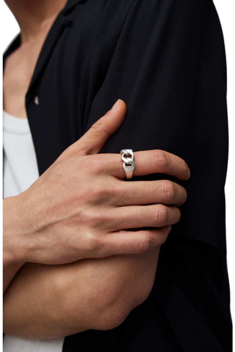 Men's Curb Chain Ring, Alternate, color, WARM SILVER