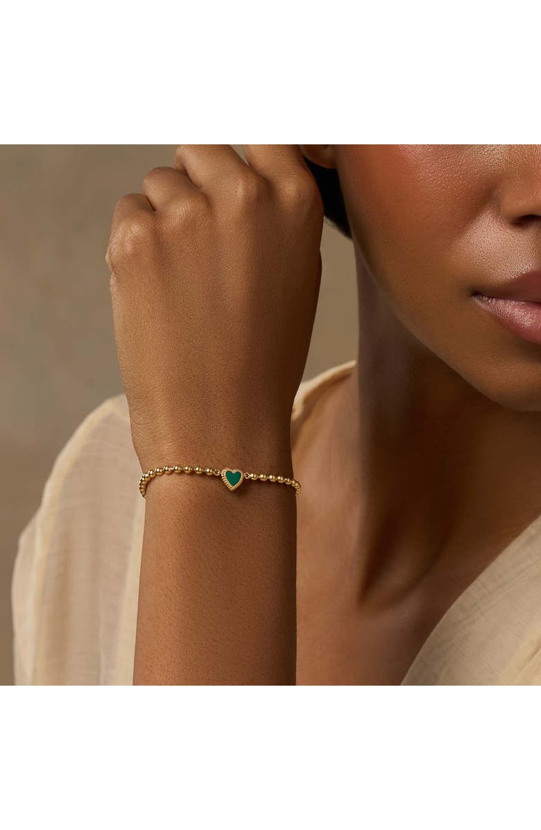 Karma and Luck Malachite Heart Gold Plated Charm Bracelet Blessed & Peaceful, Alternate, color, Gold/Green