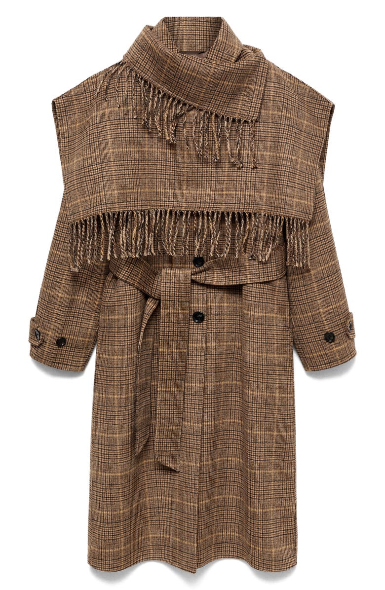 MANGO Wool-Blend Micro-Houndstooth Coat, Alternate, color, 