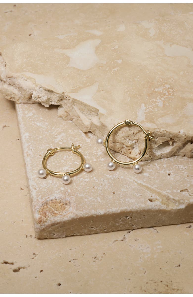 Untamed Petals Londyn Pearl Hoops, Alternate, color, Gold