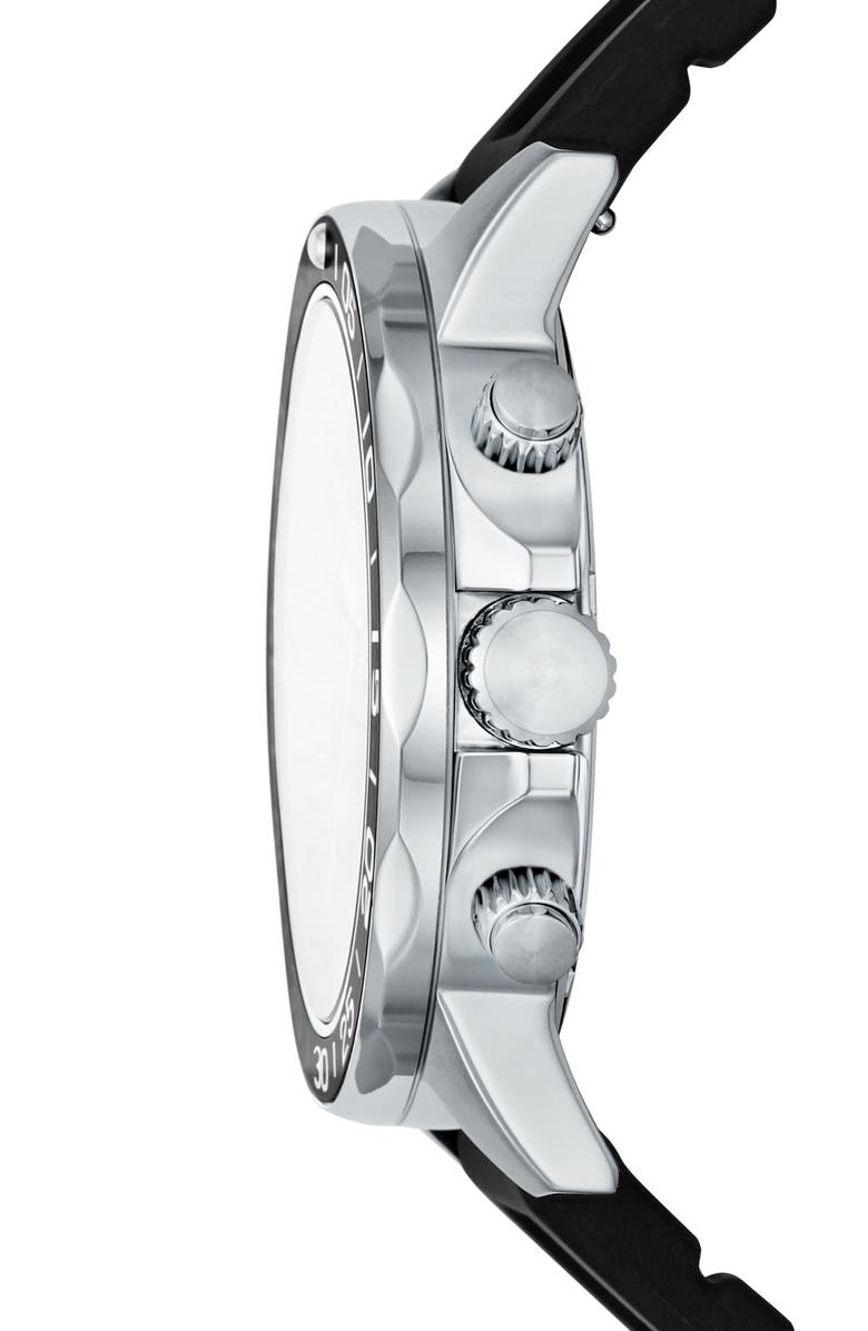 Fossil Bannon Multifunction Black Silicone Watch, Alternate, color, Silver