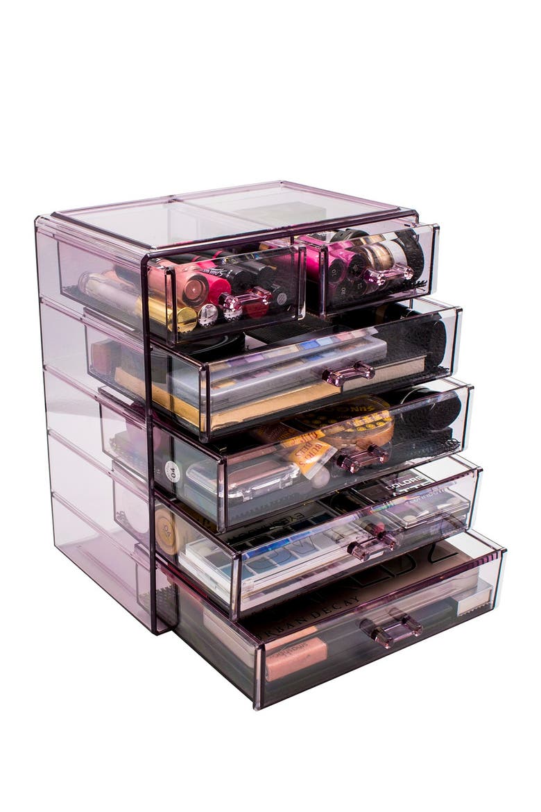 Purple Makeup & Jewelry Storage Case Display, Alternate, color, PURPLE