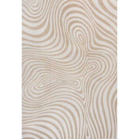Maribo High-Low Abstract Groovy Striped Indoor/Outdoor Area Rug