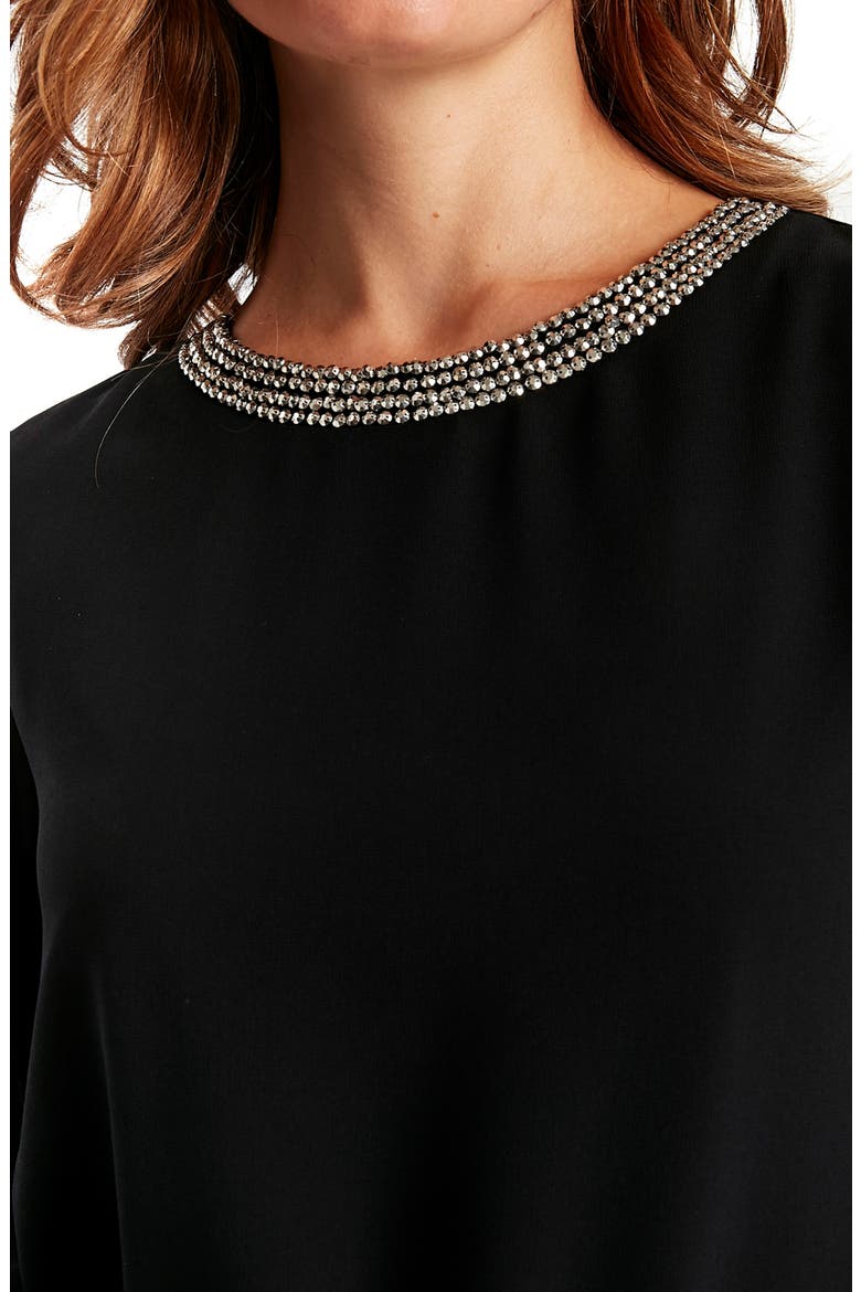 Embellished Neck Top, Alternate, color, BLACK