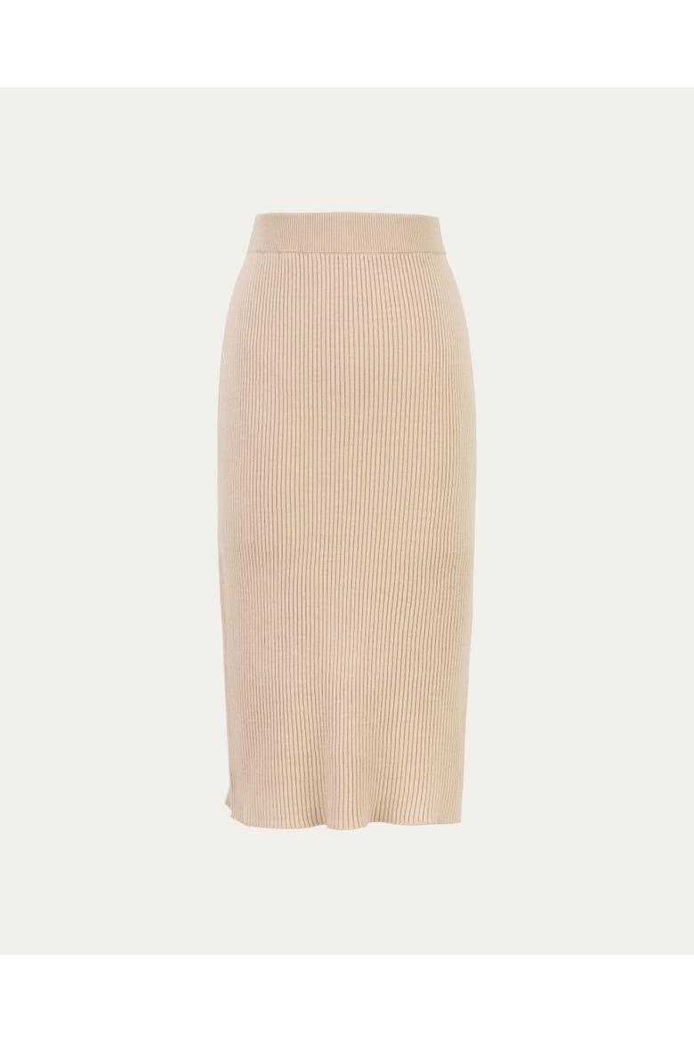 Sera Rib Knit Skirt, Alternate, color, Tan