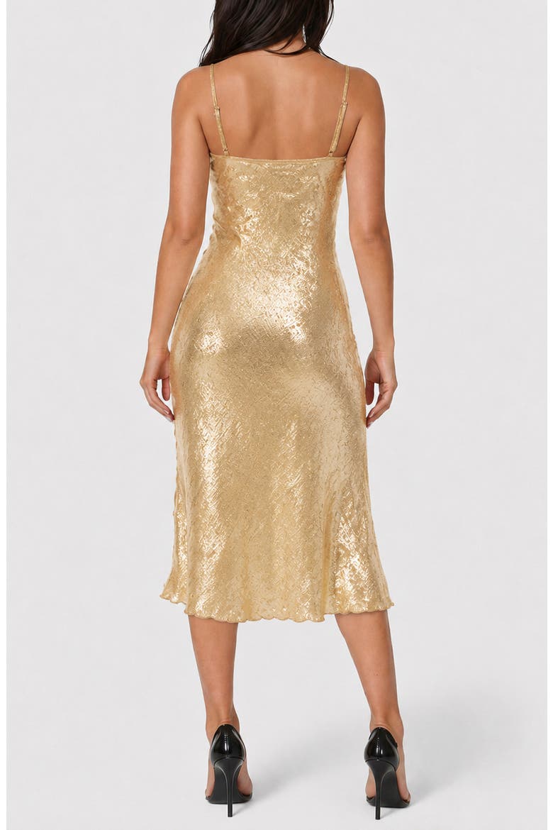 Cowl Neck Metallic Slipdress, Alternate, color, GOLD