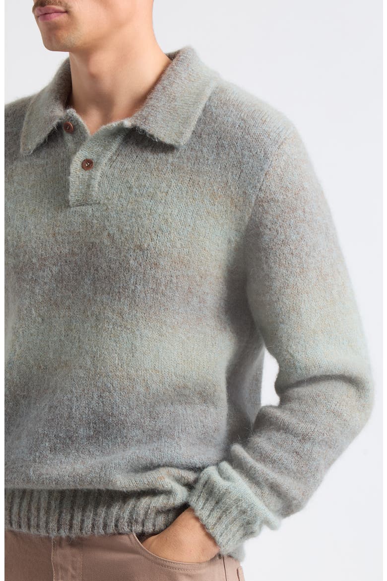 Alpaca Blend Long Sleeve Knit Polo, Main, color, BLUE
