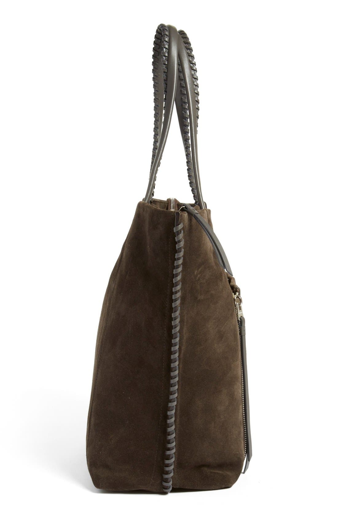 AllSaints 'Fleur de Lis East/West' Suede Tote, Alternate, color, 
