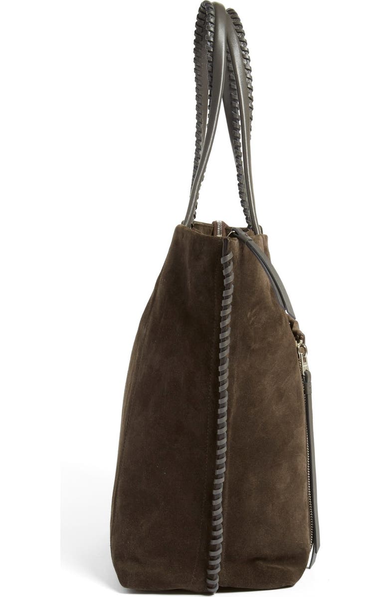 AllSaints 'Fleur de Lis East/West' Suede Tote, Alternate, color,