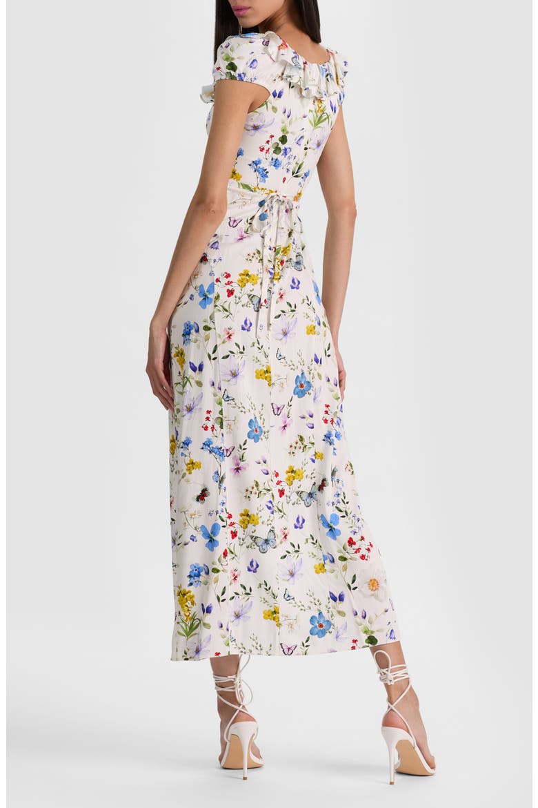 Tara Floral Ruffle Detail Dress, Alternate, color, TWISTING VINES OFF WHITE