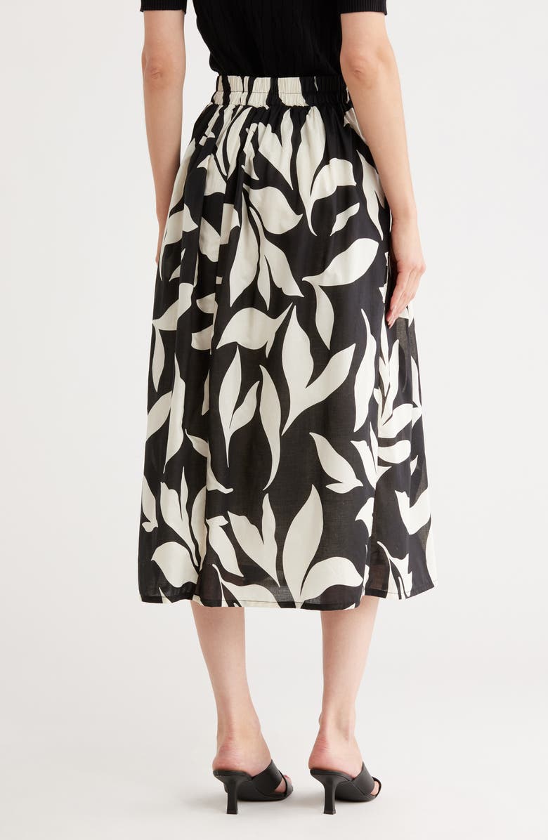 T Tahari Pleated Cotton Pull-On Skirt, Alternate, color, 