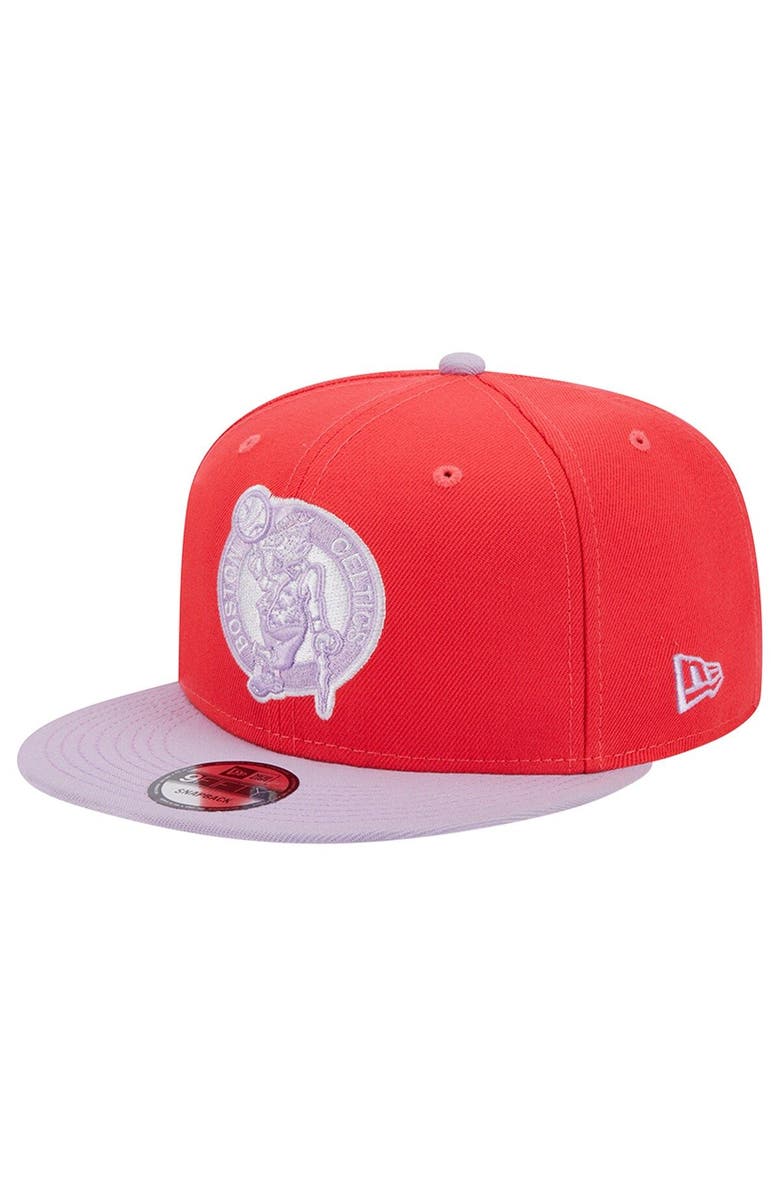 New Era Men's New Era Red/Lavender Boston Celtics 2-Tone Color Pack 9FIFTY Snapback Hat, Alternate, color, 