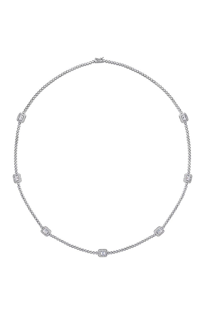 DELMAR Sterling Silver Cubic Zirconia Station Tennis Necklace, Alternate, color,