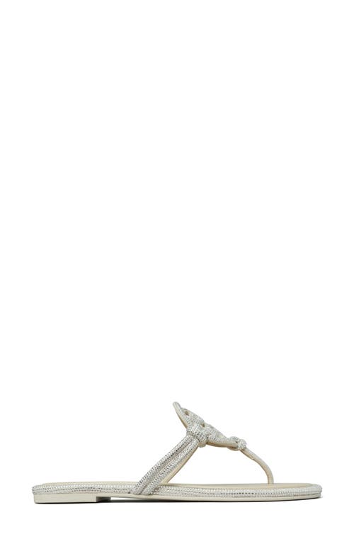 Tory Burch Miller Knotted Pavé Thong Sandal In White