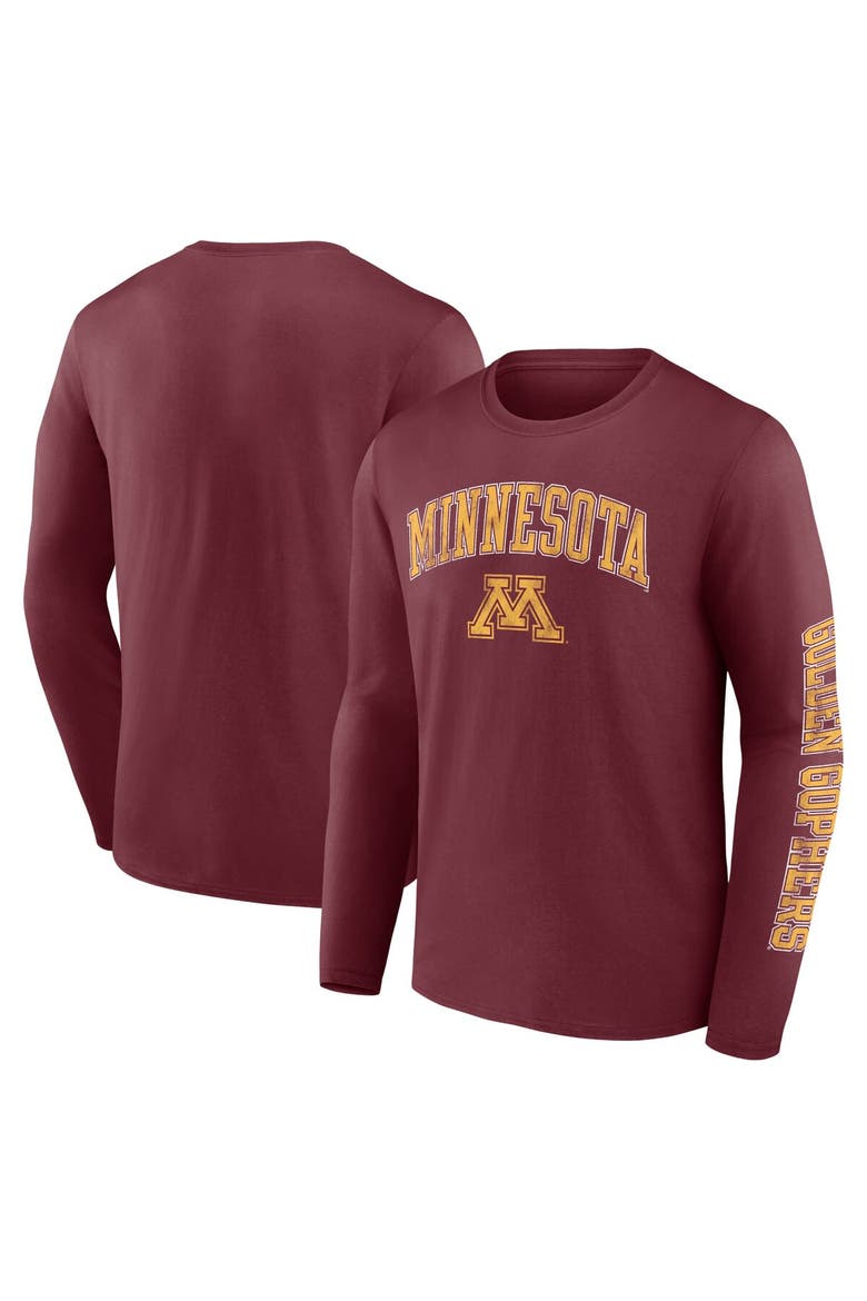 Men's Fanatics Branded Maroon Minnesota Golden Gophers Distressed Arch Over Logo Long Sleeve T-Shirt, Main, color, Maroon