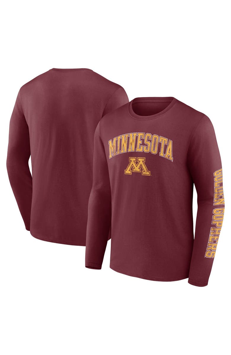 FANATICS Men's Fanatics Branded Maroon Minnesota Golden Gophers Distressed Arch Over Logo Long Sleeve T-Shirt, Main, color, 