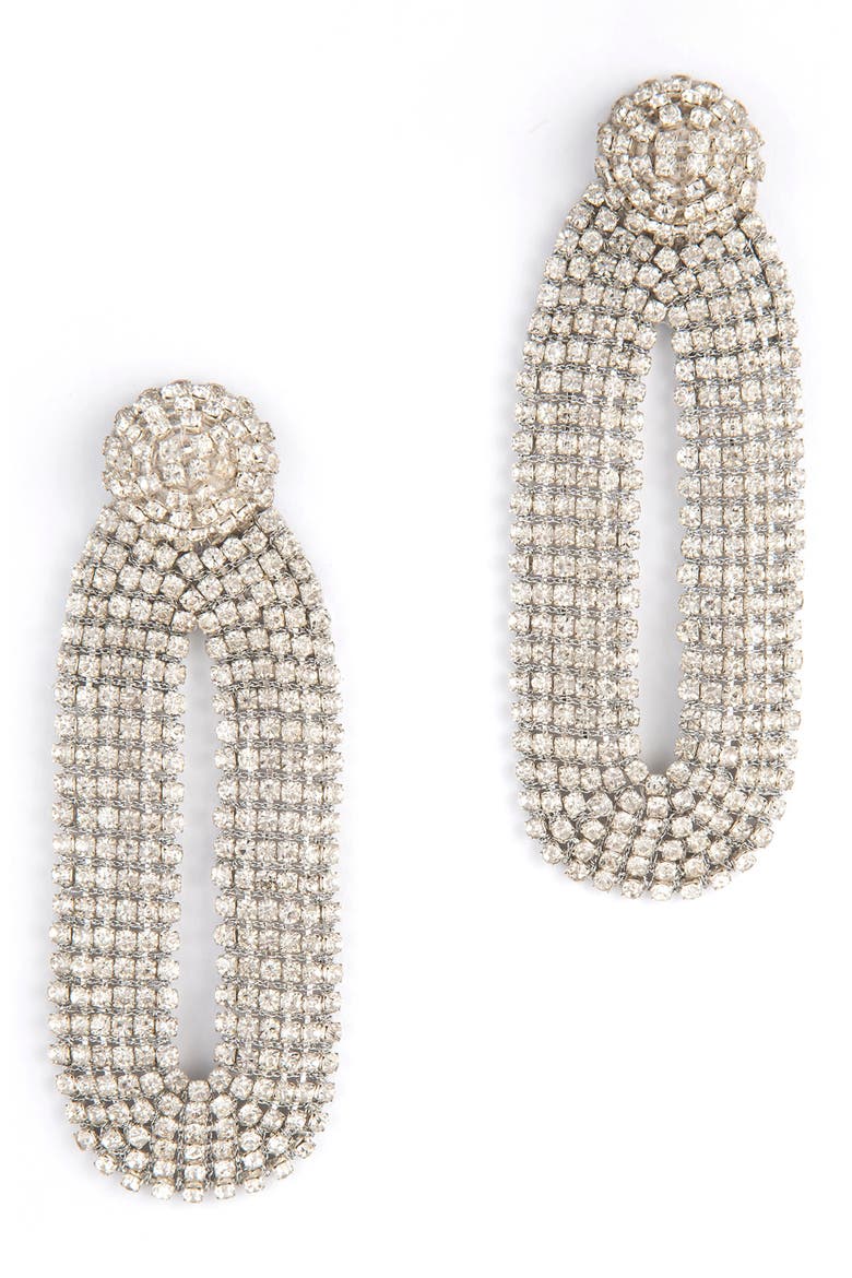 Shyna Crystal Drop Earrings, Main, color, SILVER