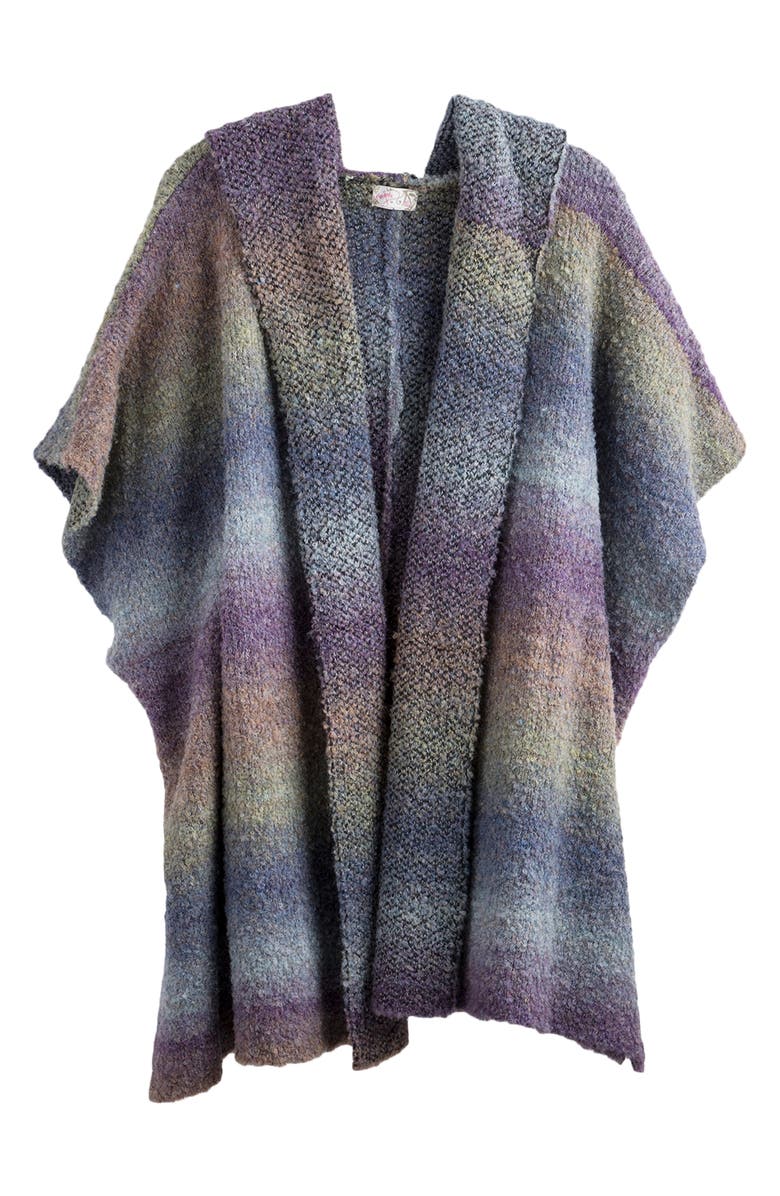 SAACHI Gradient Hooded Knit Ruana, Alternate, color, Blue