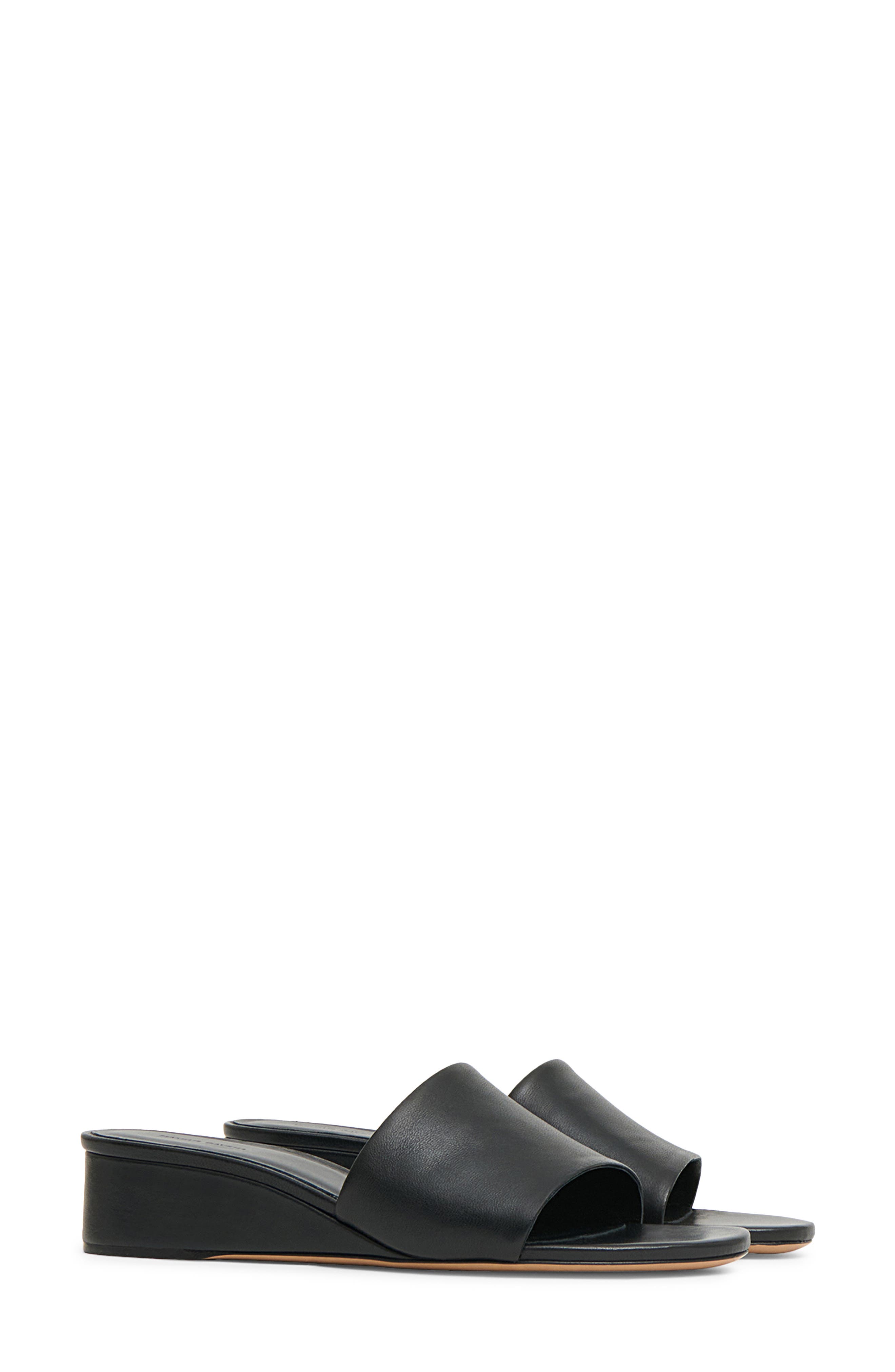 Zeppa Leather Slide Wedge Sandal, Main, color, BLACK