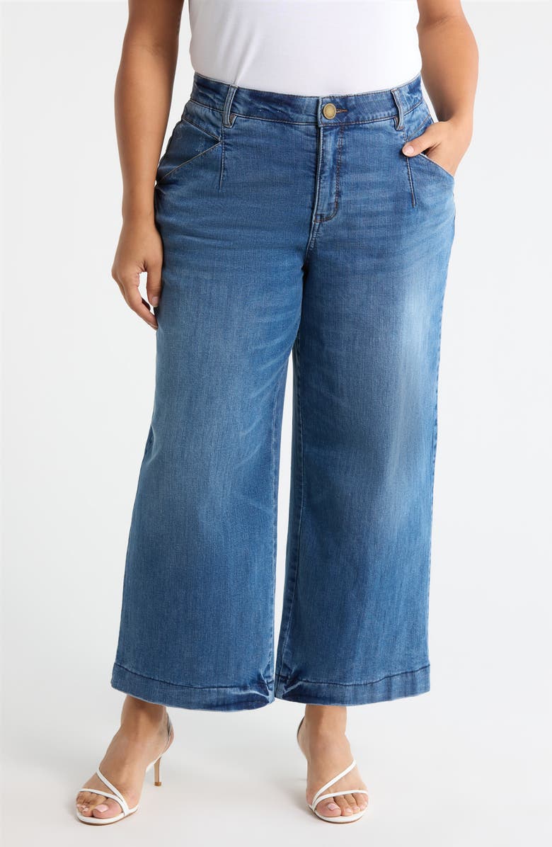 Wit & Wisdom Wyatt Skyrise High Waist Ankle Wide Leg Jeans, Main, color, Mid Blue Artisanal