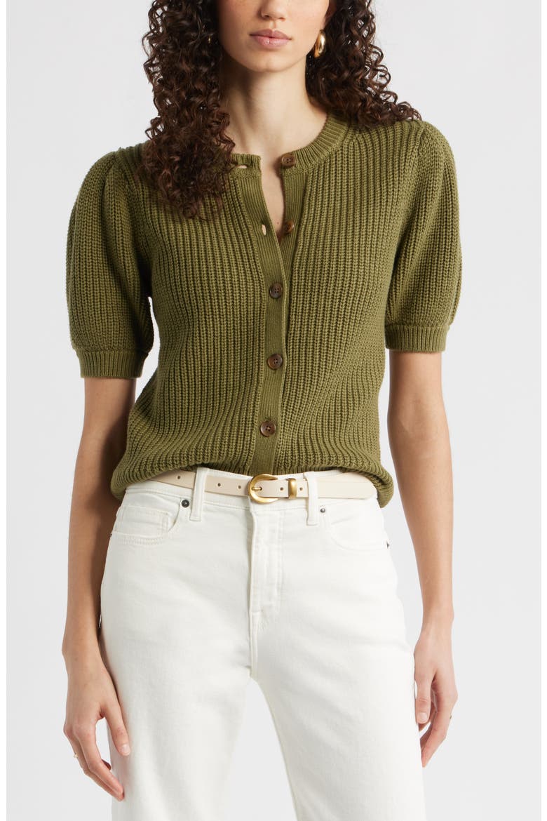 Elbow Sleeve Cardigan, Main, color, OLIVE CAPULET