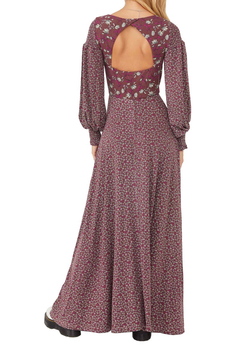 Love Story Long Sleeve Maxi Dress, Alternate, color, RAISIN COMBO