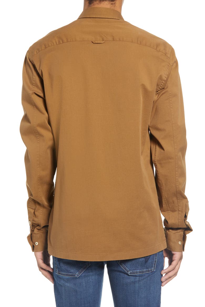 Regular Fit Stretch Twill Button-Up Shirt, Alternate, color, PECAN
