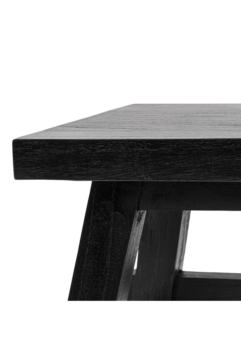 Revine Handcrafted Rustic Solid Wood Backless Accent Stool, Mindi Wood Decorative Small Indoor Seat for Living Room, Alternate, color, Black