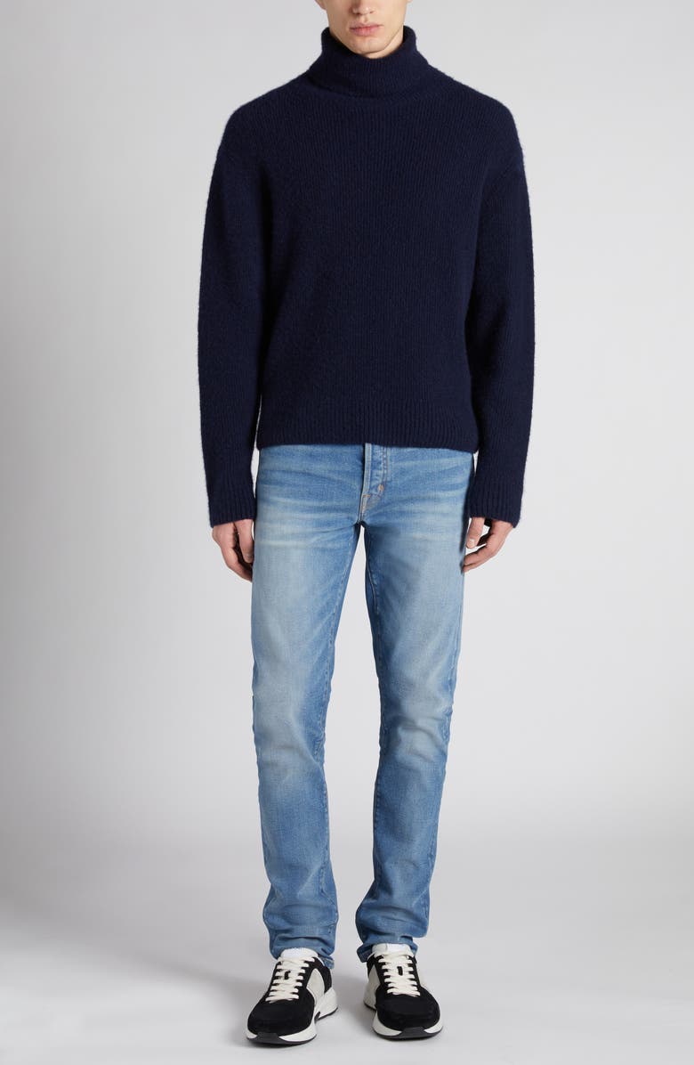TOM FORD Brushed Cashmere & Silk Turtleneck Sweater, Alternate, color, Hb808 Moonlight Ocean