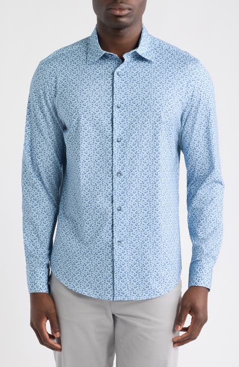 James OoohCotton® Leaf Print Button-Up Shirt