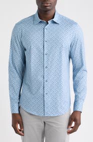 Bugatchi James OoohCotton® Leaf Print Button-Up Shirt