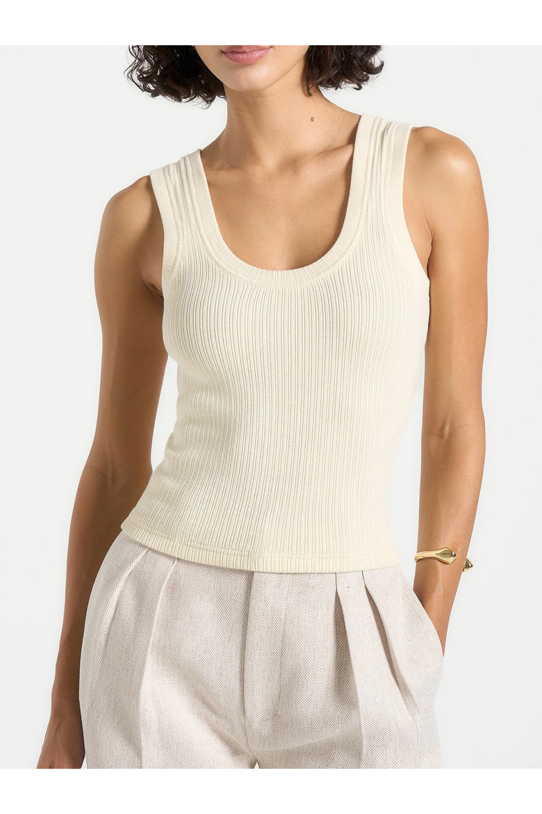 Scoop Neck Rib Tank, Main, color, cream