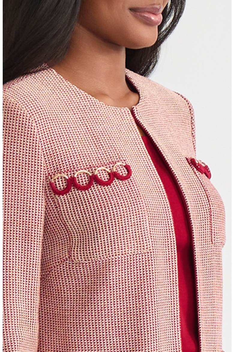 Hertiage Lurex Ring Trim Knit Jacket, Alternate, color, Scarlet Red/Gold