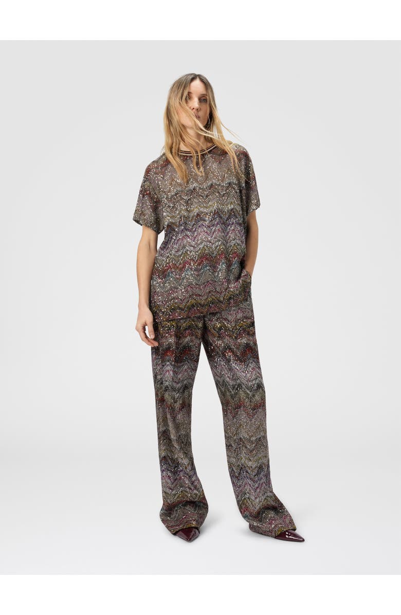 Missoni Short Sleeve T-shirt With Zigzag And Sequins, Alternate, color, Multicoloured