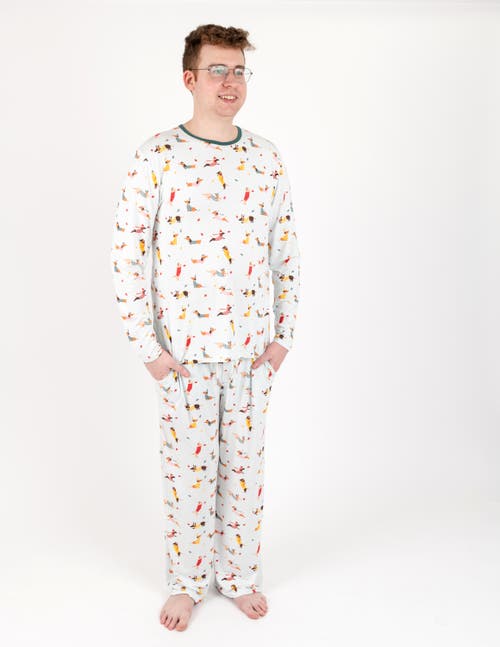 Leveret Viscose Matching Family Holiday Pajamas, Reindeer & Polar Bear Prints In White