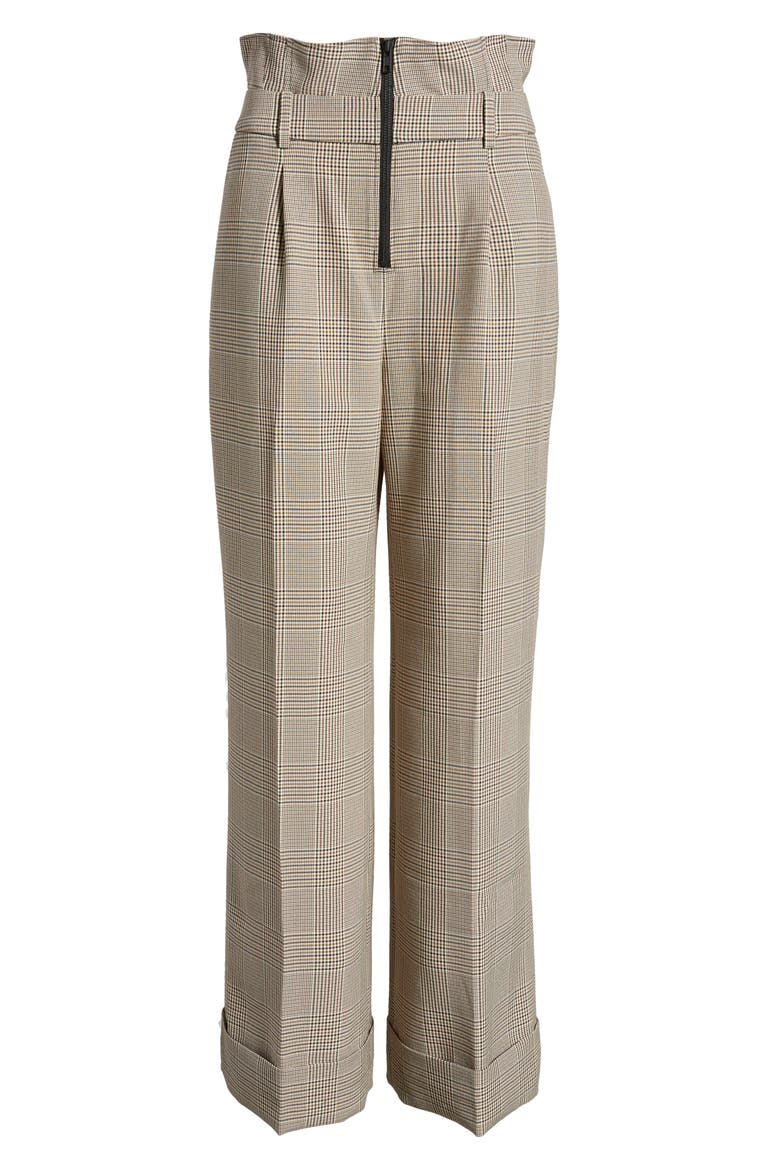 High Waist Wide Leg Trousers, Alternate, color, TAN SIENNA GLEN CHECK