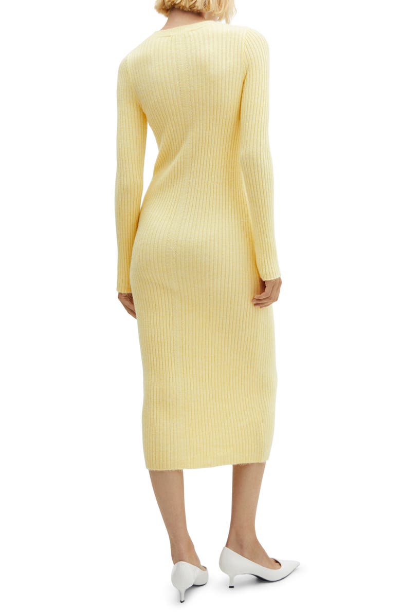 MANGO Rib Long Sleeve Knit Midi Dress, Alternate, color,