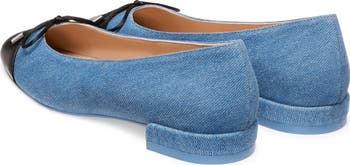 Sleek Cap Toe Bow Flat
