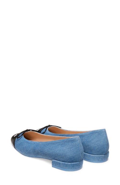 Stuart Weitzman Sleek Denim Bow Ballerina Flats In Washed/black
