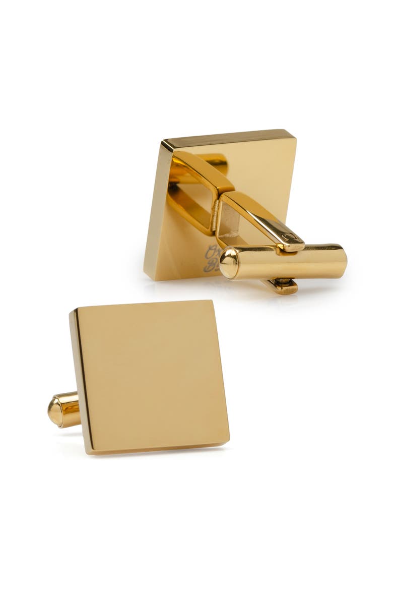 Engravable Square Cuff Links, Main, color, GOLD