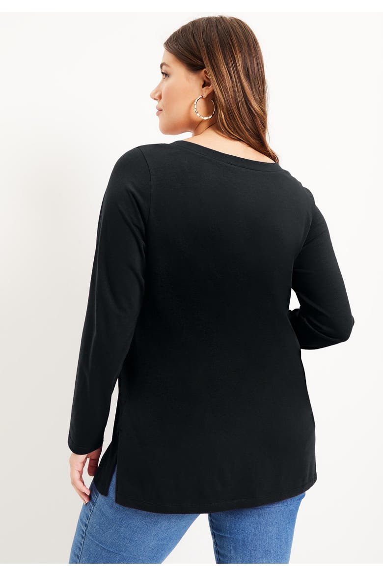 Long Sleeve V Neck One + Only Tunic, Alternate, color, BLACK