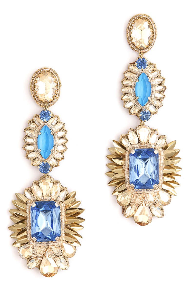 Deepa Gurnani Klara Beaded Crystal Drop Earrings, Main, color, Blue