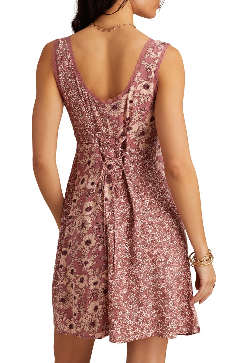 Lucky Brand Mix Print Sleeveless Minidress, Alternate, color, Rose Print Mix