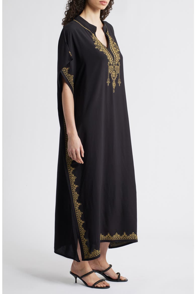 Evelina Embroidered Caftan, Alternate, color, BLACK